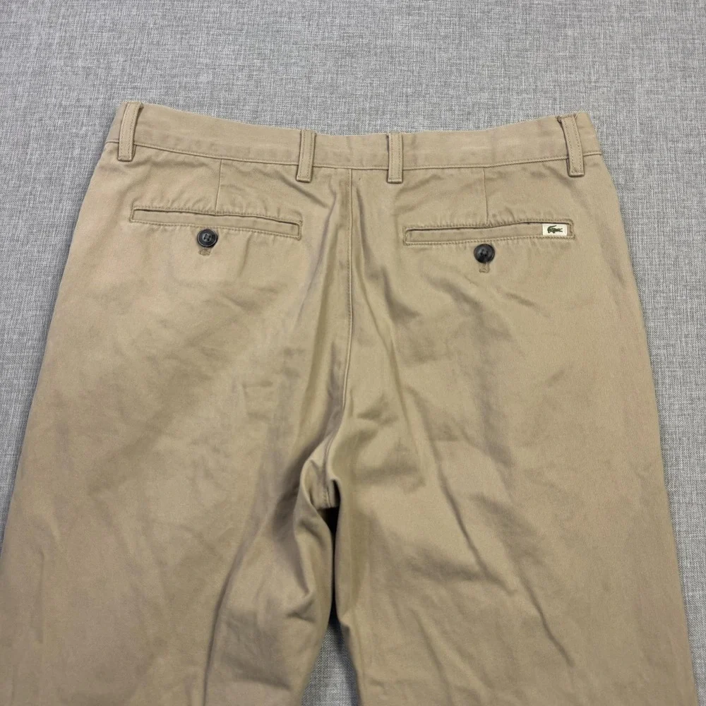 Lacoste Pants Mens 32x32 Beige Chino Regular Fit Zip Fly Flat Front Pockets